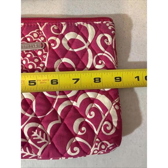 Vera Bradley Makeup Bag In Pink Twirly Birds Plastic Lined Zip Closure 9x6.5 - Picture 5 of 5